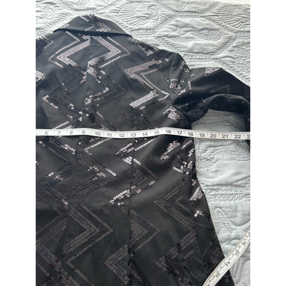 Vintage Domallo Long Blazer Size 6 Black Sequin - Picture 7 of 8